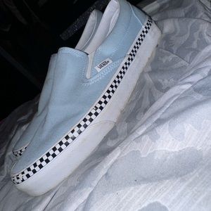 Blue with black checkers.